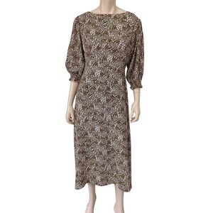 Faithfull The Brand Dress Women Medium Brown Long Animal Print Rayon NWT